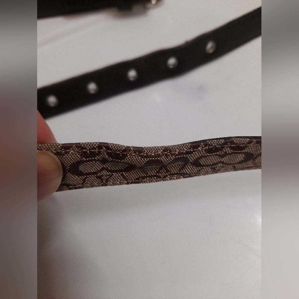 Coach Skinny Leather Canvas Signature C Belt - Picture 16 of 16